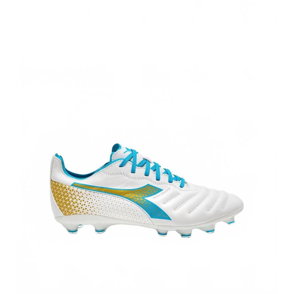 NEW DIADORA women's brasil elite gr lt w lp12 shoes in white/blue fluo/rich gold